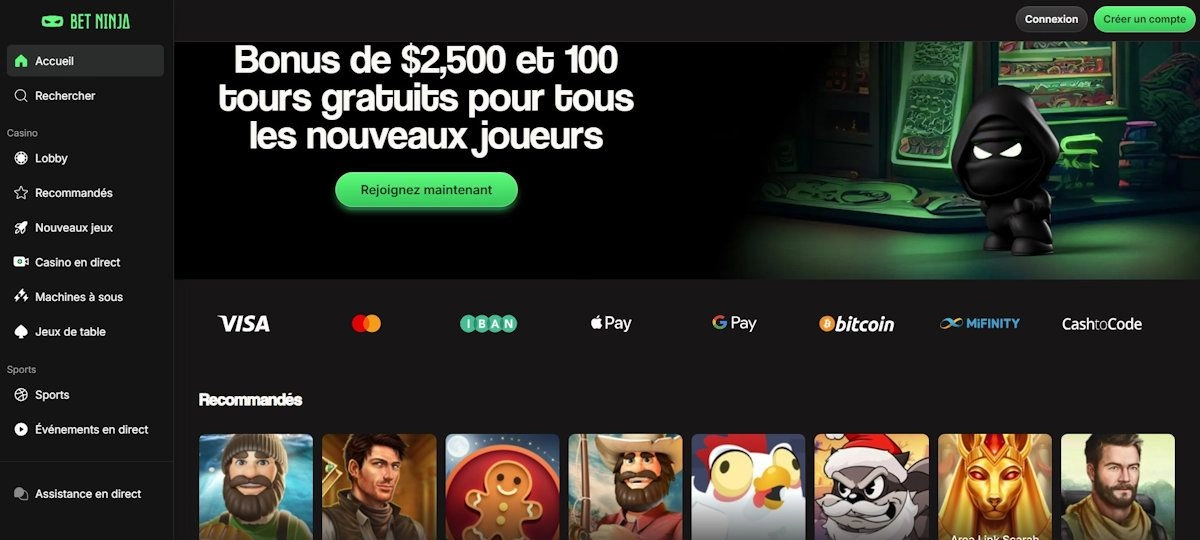 3 – Betninja Casino : Rapidité d’exécution et casino sans KYC