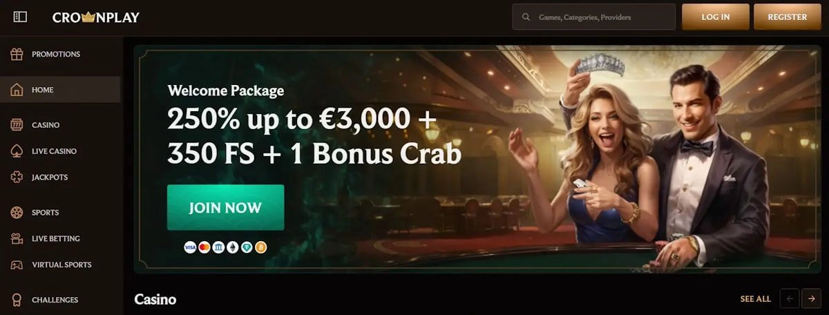 5 – CrownPlay : L’hybride parfait pour les chasseurs de bonus de casino