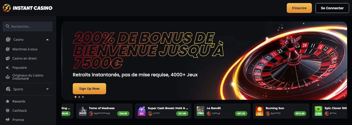 6 – Instant Casino : Top casino avec retrait instantané