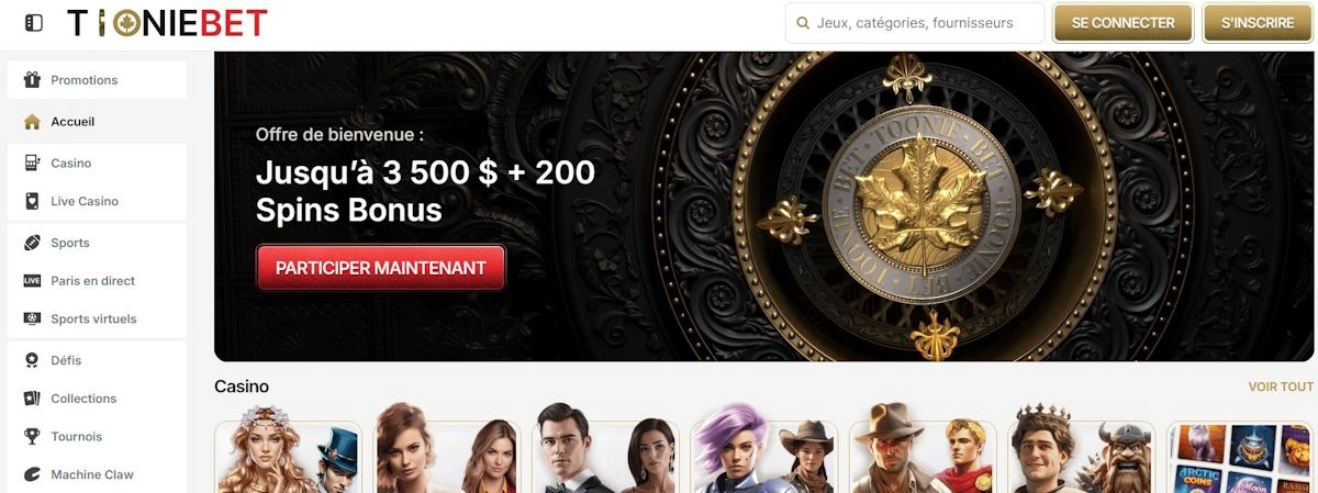 1 – ToonieBet : La référence du casino en ligne Canada